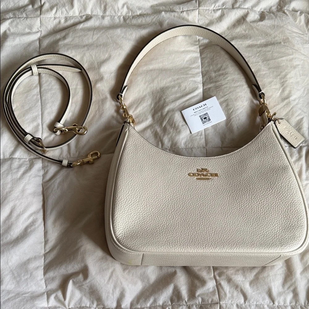 Coach Teri Hobo Ivory Leather Shoulder Bag - Picture 1 of 1